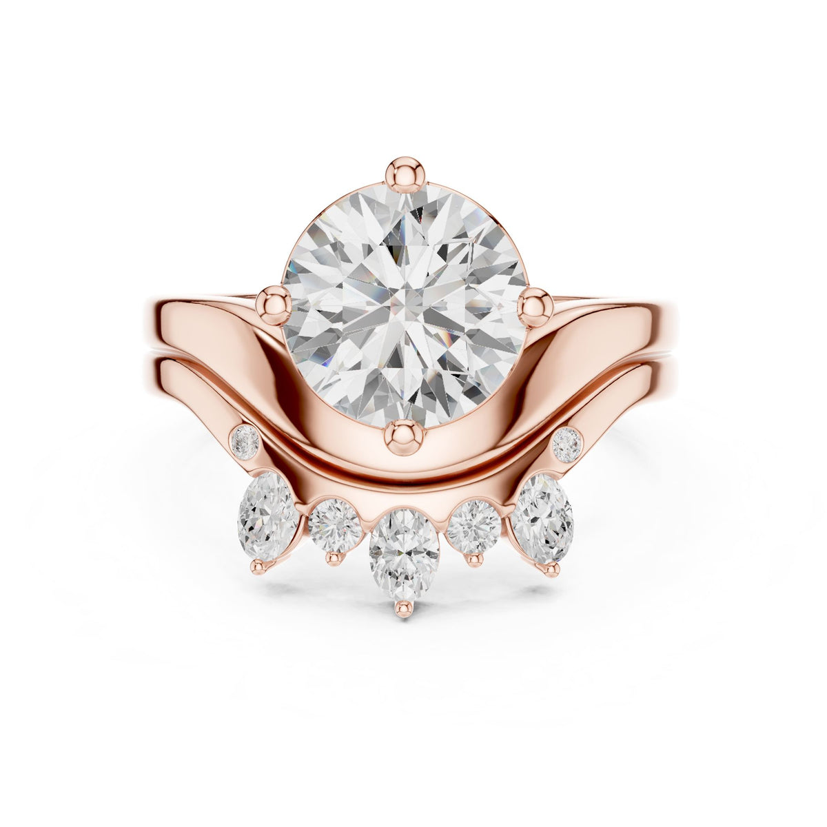 Round Accented Lab Grown Diamond Engagement Ring