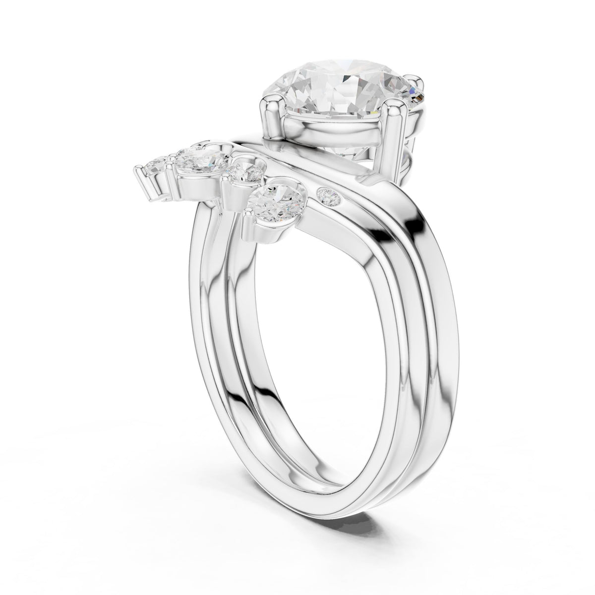 Round Accented Lab Grown Diamond Engagement Ring