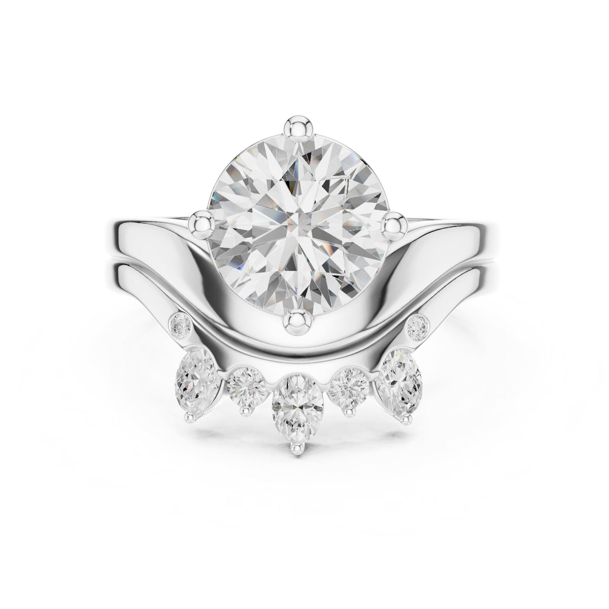 Round Accented Lab Grown Diamond Engagement Ring