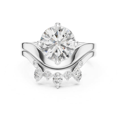 Round Accented Lab Grown Diamond Engagement Ring