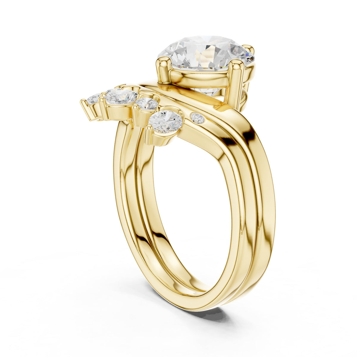 Round Accented Lab Grown Diamond Engagement Ring