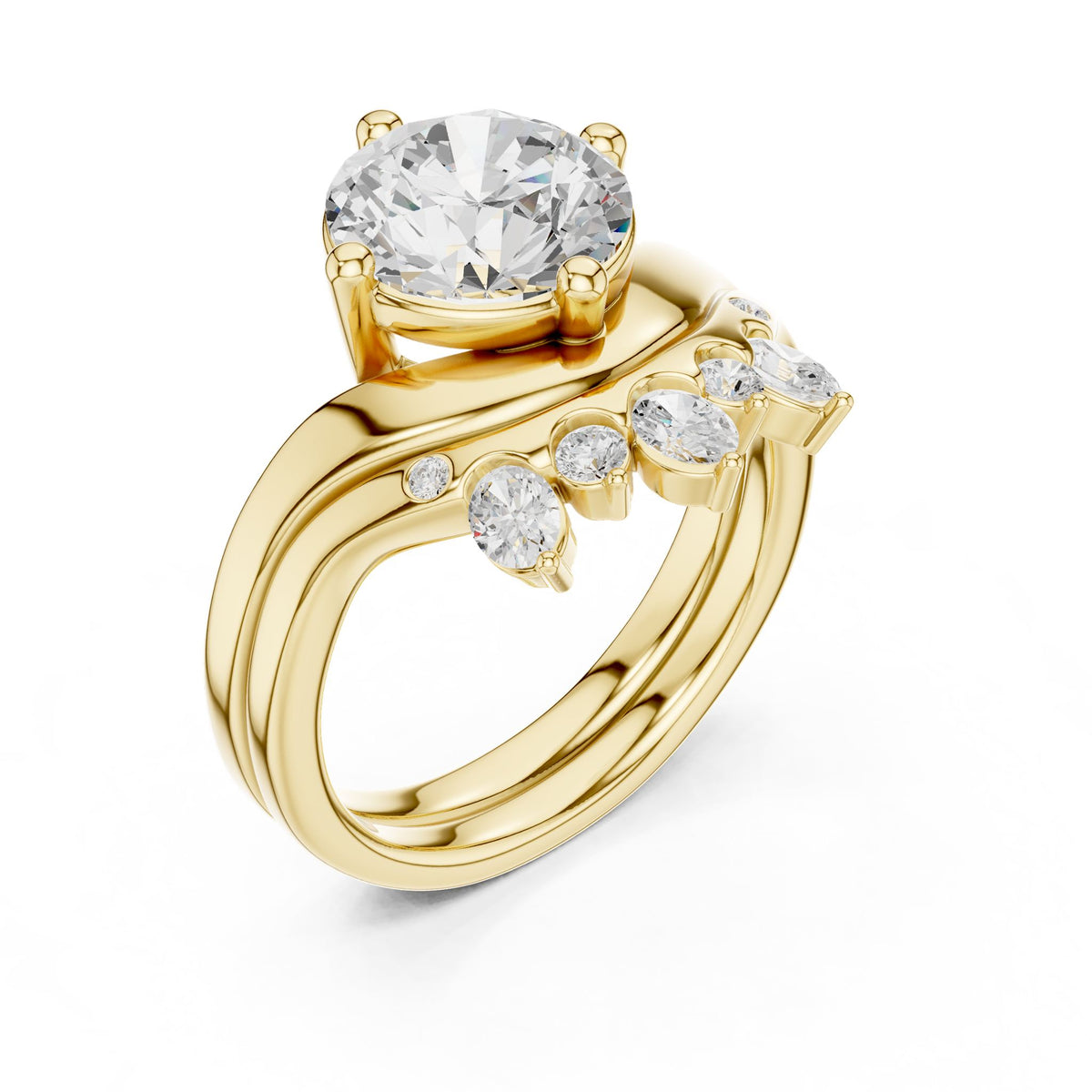Round Accented Lab Grown Diamond Engagement Ring