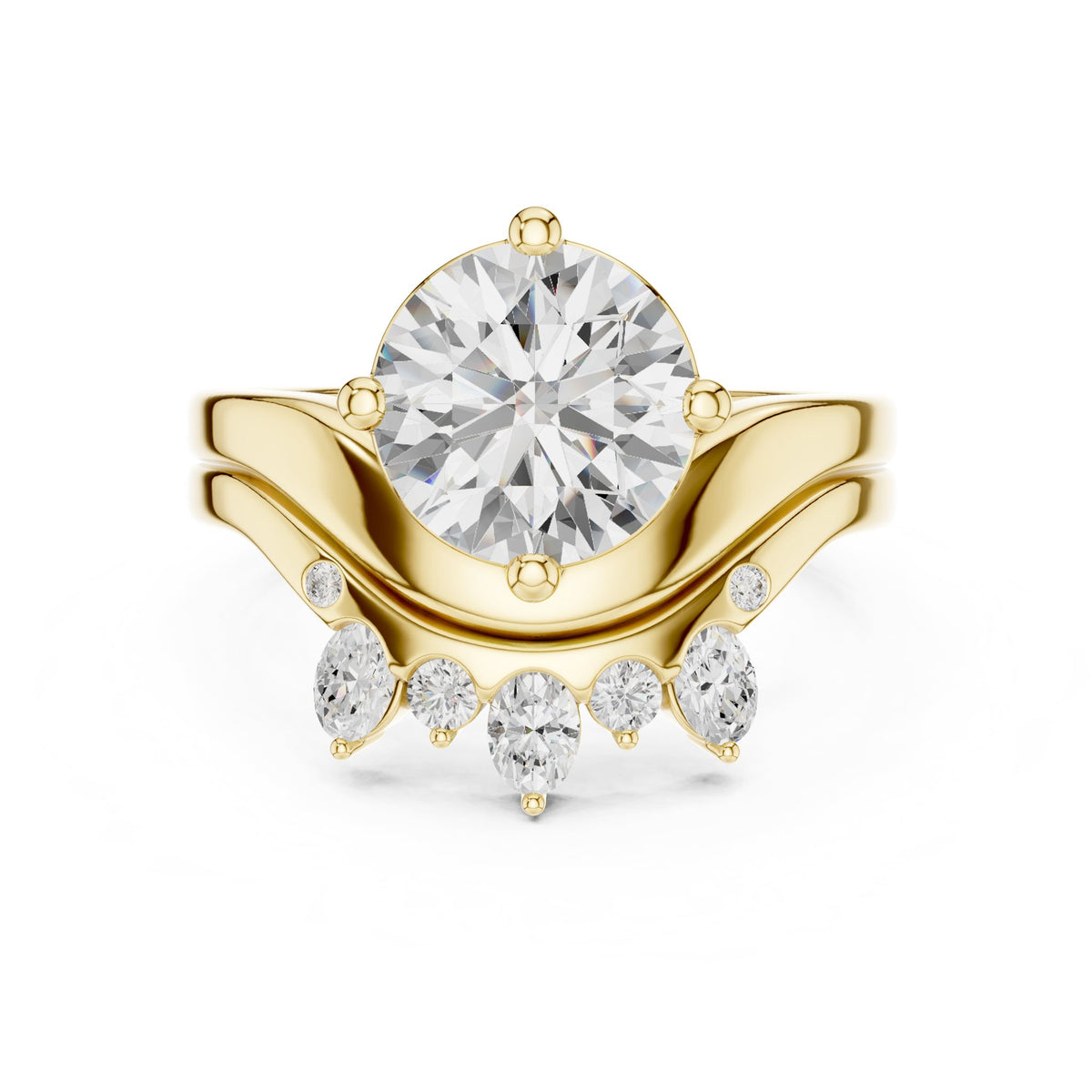 Round Accented Lab Grown Diamond Engagement Ring