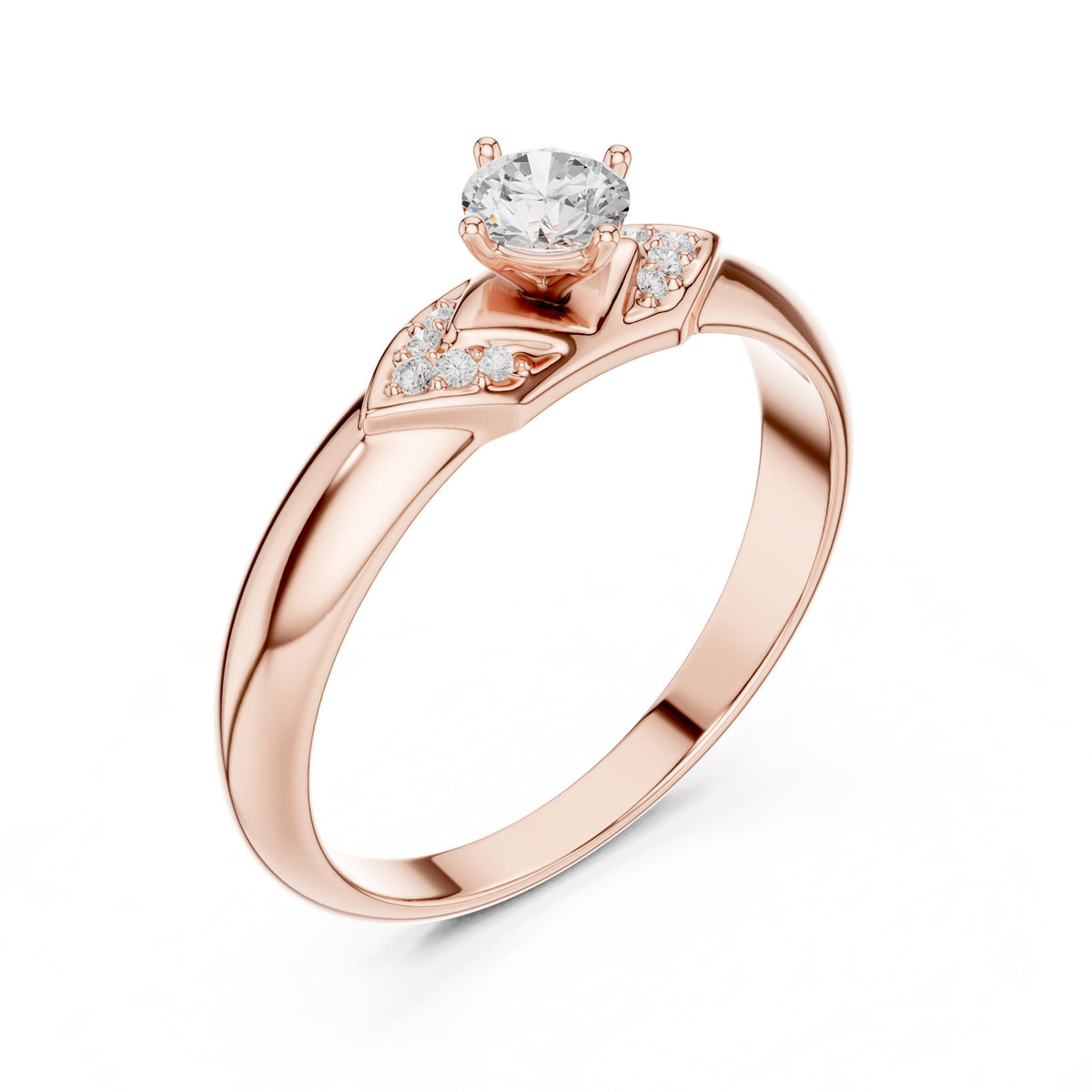 Round Accented Lab Grown Diamond Engagement Ring