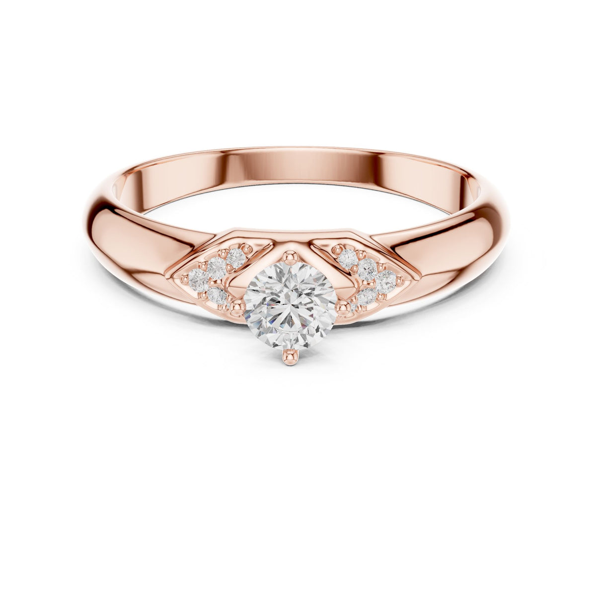Round Accented Lab Grown Diamond Engagement Ring