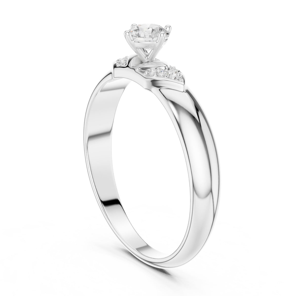 Round Accented Lab Grown Diamond Engagement Ring