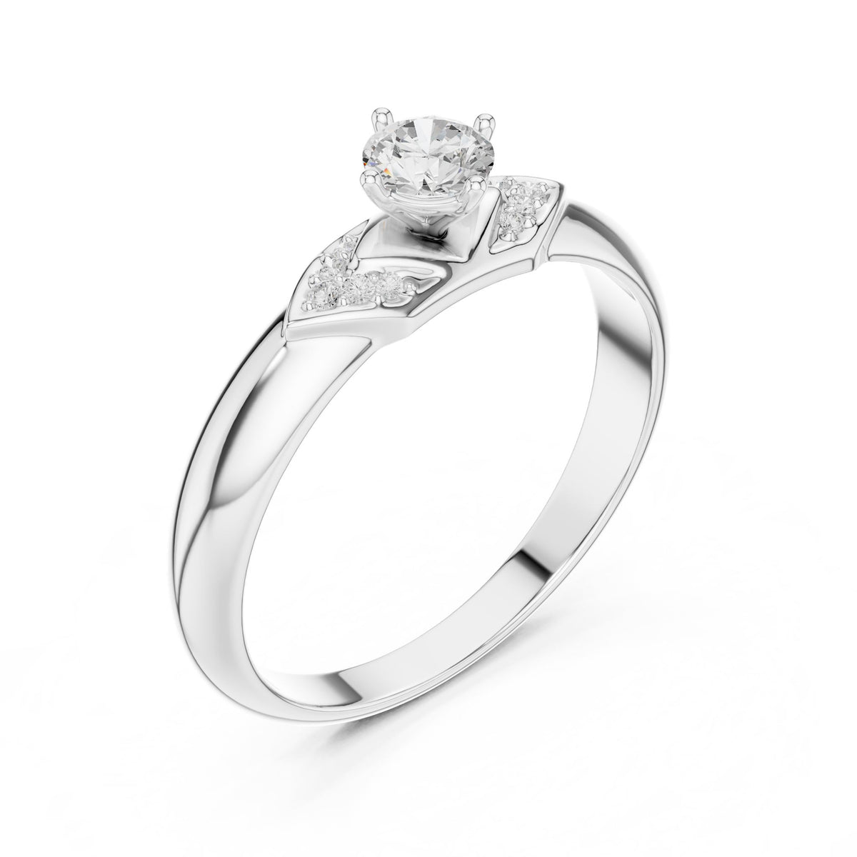 Round Accented Lab Grown Diamond Engagement Ring
