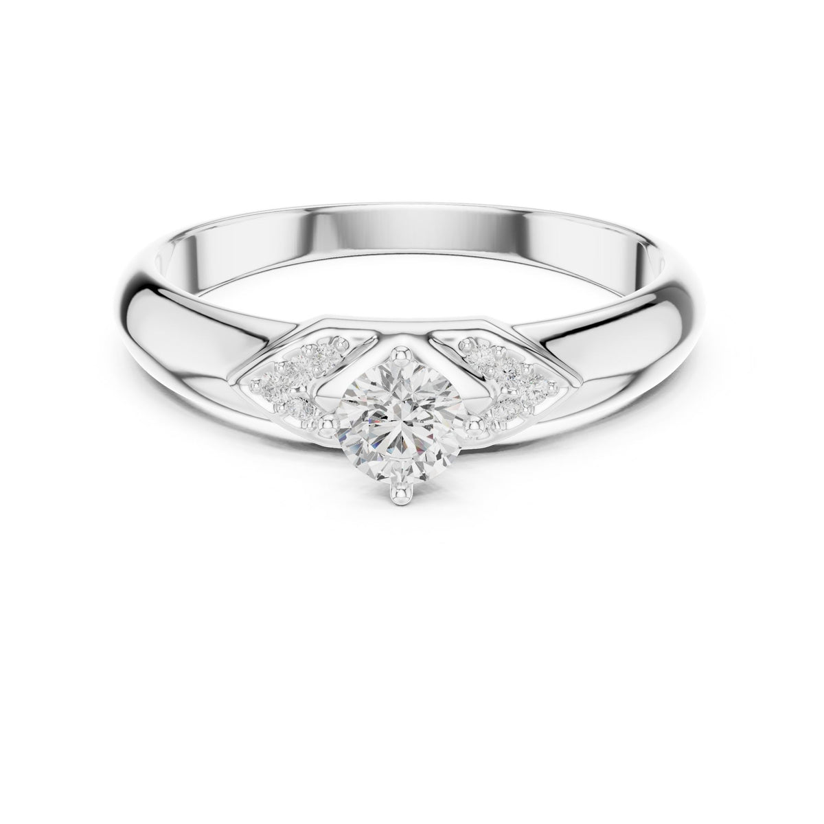 Round Accented Lab Grown Diamond Engagement Ring