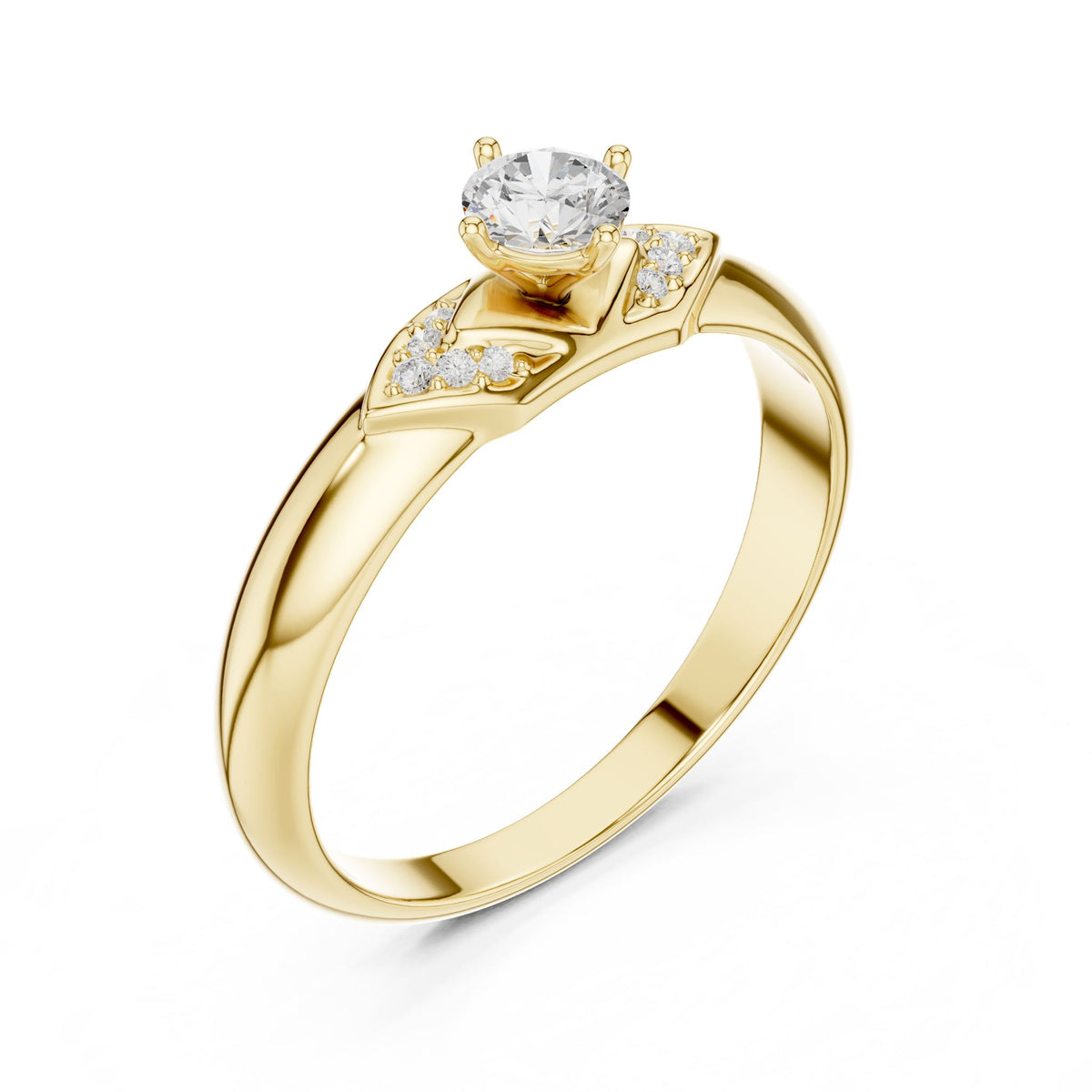 Round Accented Lab Grown Diamond Engagement Ring
