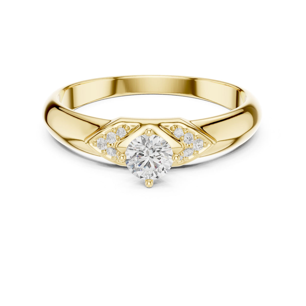 Round Accented Lab Grown Diamond Engagement Ring