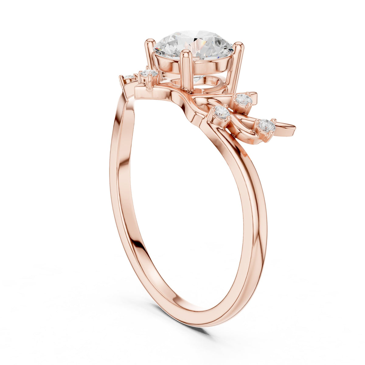 Round Accented Lab Grown Diamond Engagement Ring