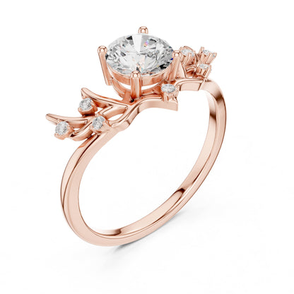 Round Accented Lab Grown Diamond Engagement Ring