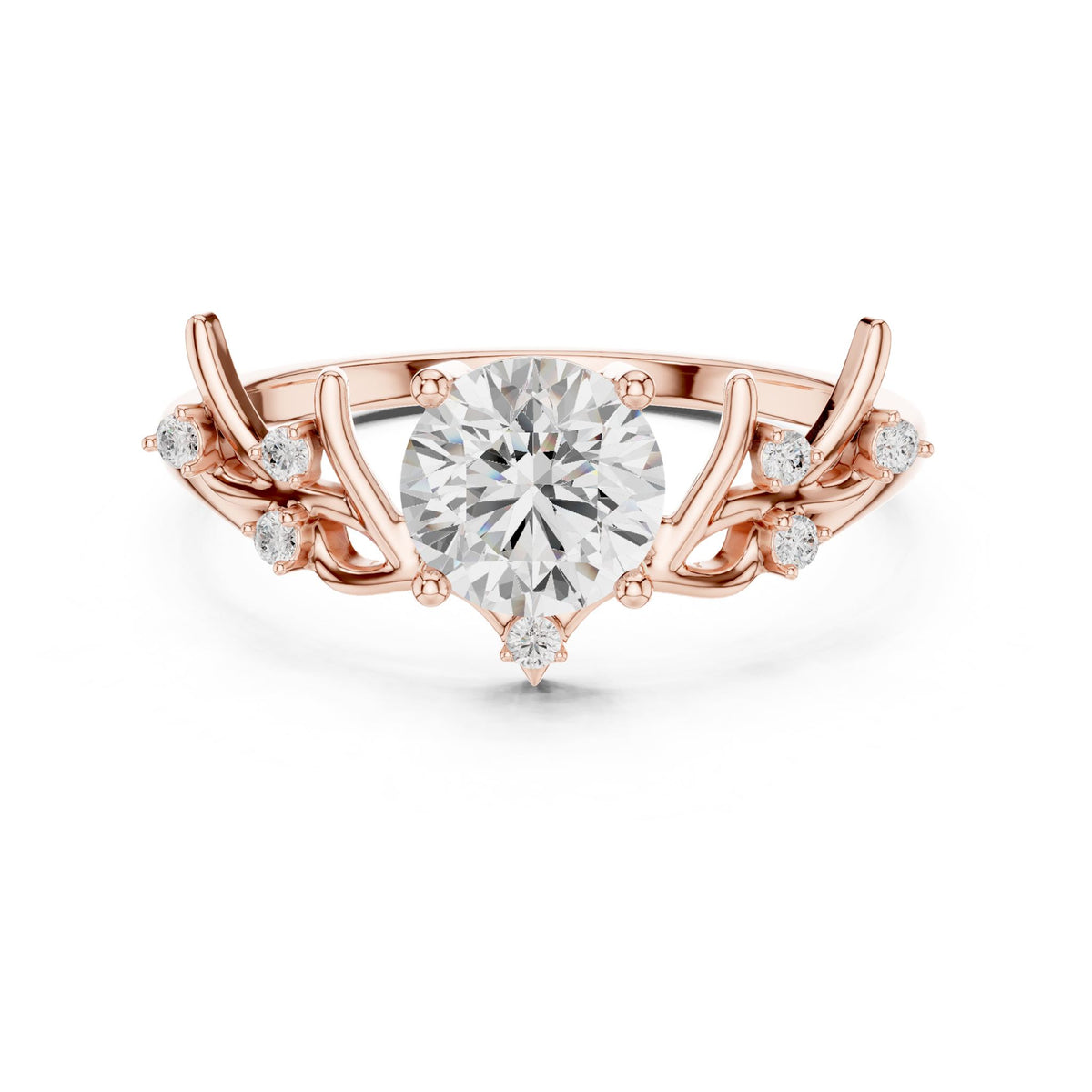 Round Accented Lab Grown Diamond Engagement Ring