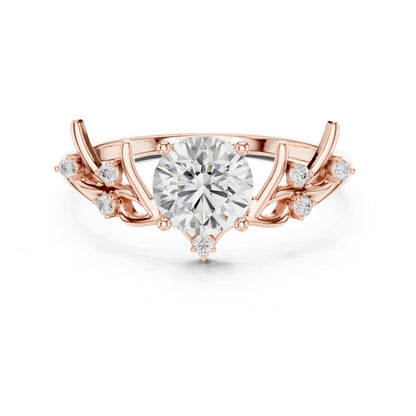 Round Accented Lab Grown Diamond Engagement Ring