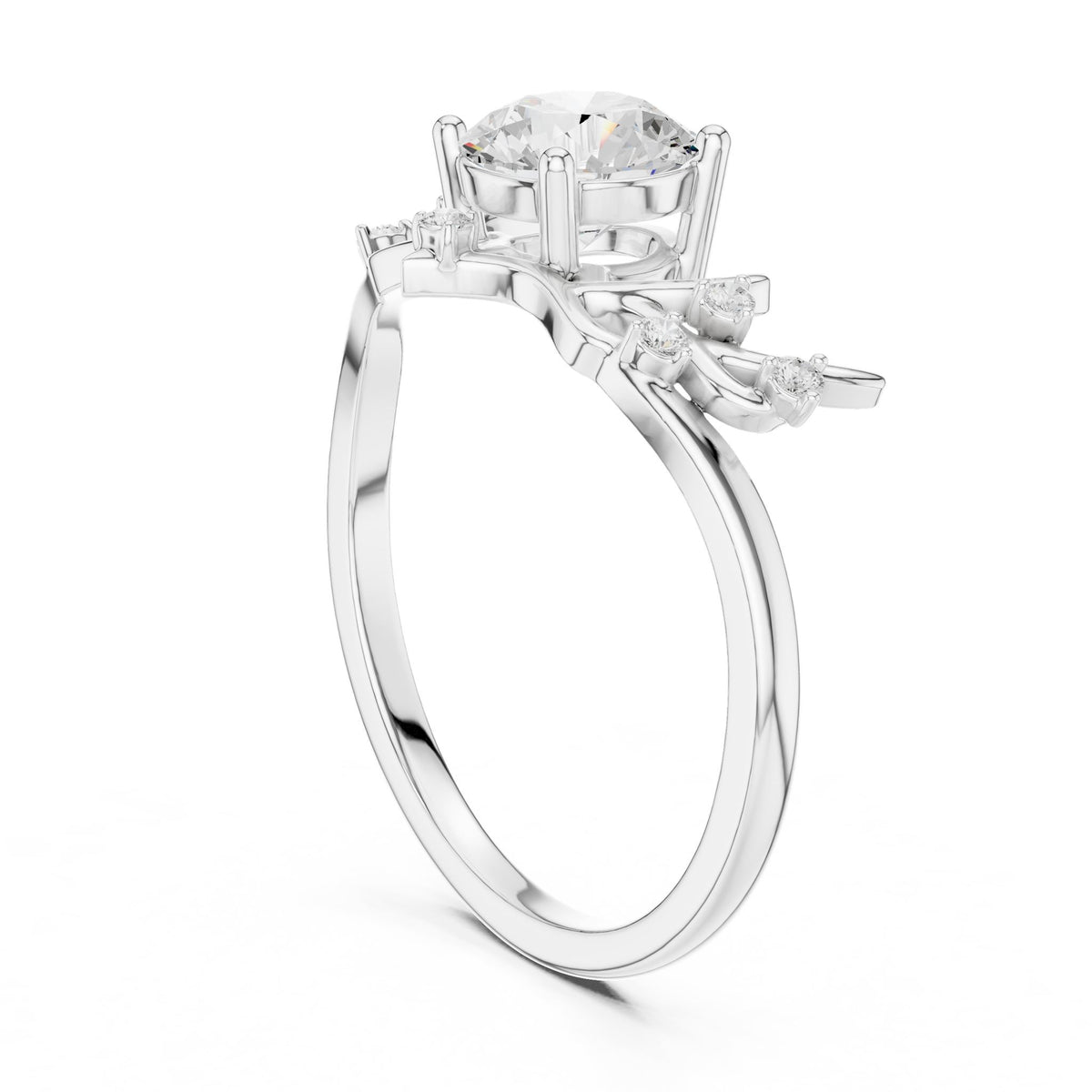 Round Accented Lab Grown Diamond Engagement Ring