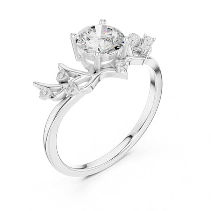 Round Accented Lab Grown Diamond Engagement Ring