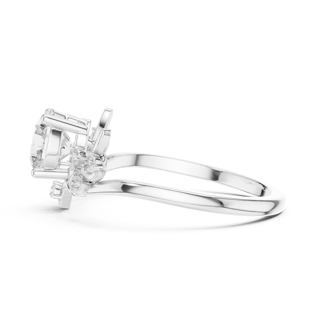 Round Accented Lab Grown Diamond Engagement Ring