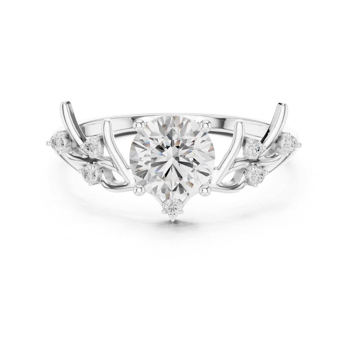 Round Accented Lab Grown Diamond Engagement Ring