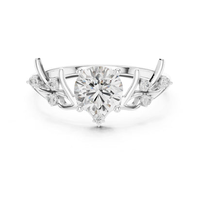 Round Accented Lab Grown Diamond Engagement Ring
