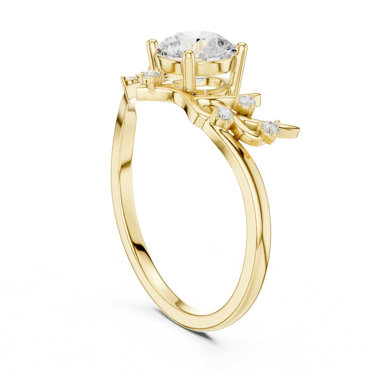 Round Accented Lab Grown Diamond Engagement Ring