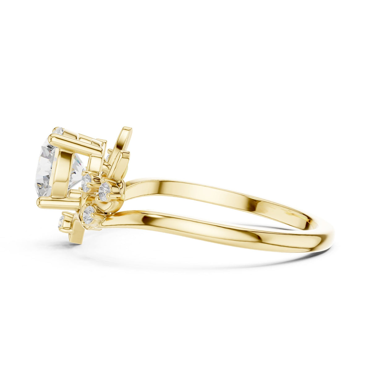 Round Accented Lab Grown Diamond Engagement Ring
