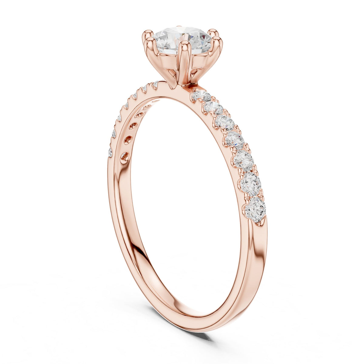 Round Accented Lab Grown Diamond Engagement Ring