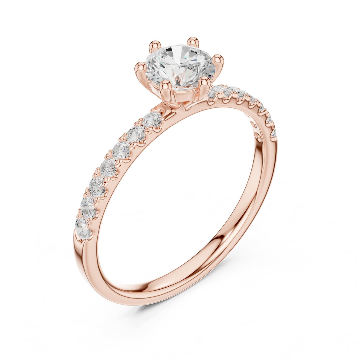 Round Accented Lab Grown Diamond Engagement Ring