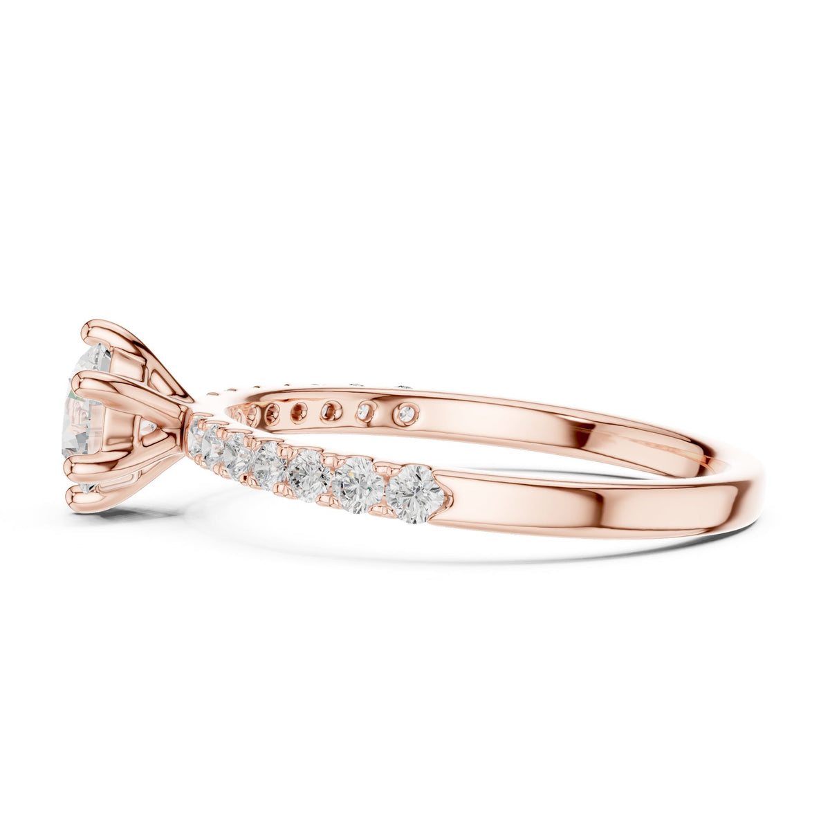 Round Accented Lab Grown Diamond Engagement Ring