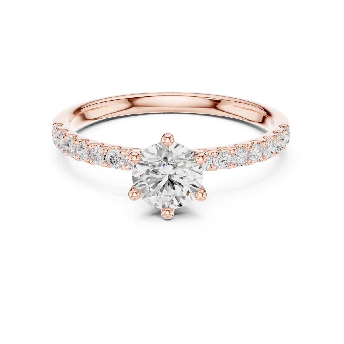 Round Accented Lab Grown Diamond Engagement Ring