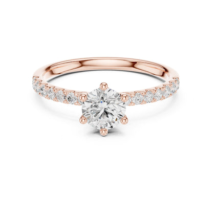 Round Accented Lab Grown Diamond Engagement Ring
