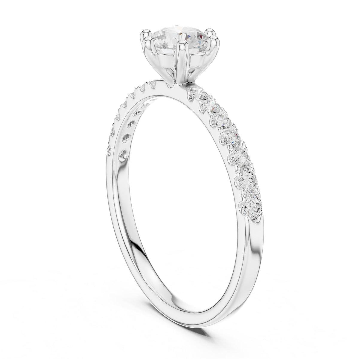 Round Accented Lab Grown Diamond Engagement Ring