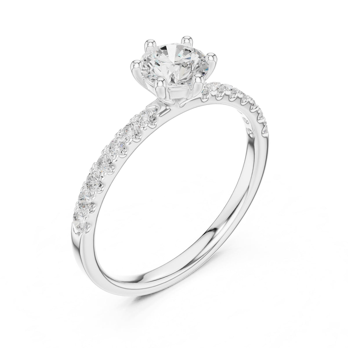 Round Accented Lab Grown Diamond Engagement Ring