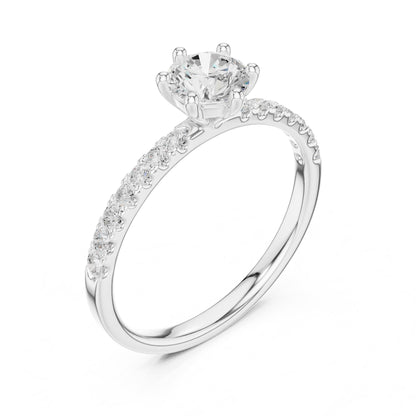 Round Accented Lab Grown Diamond Engagement Ring