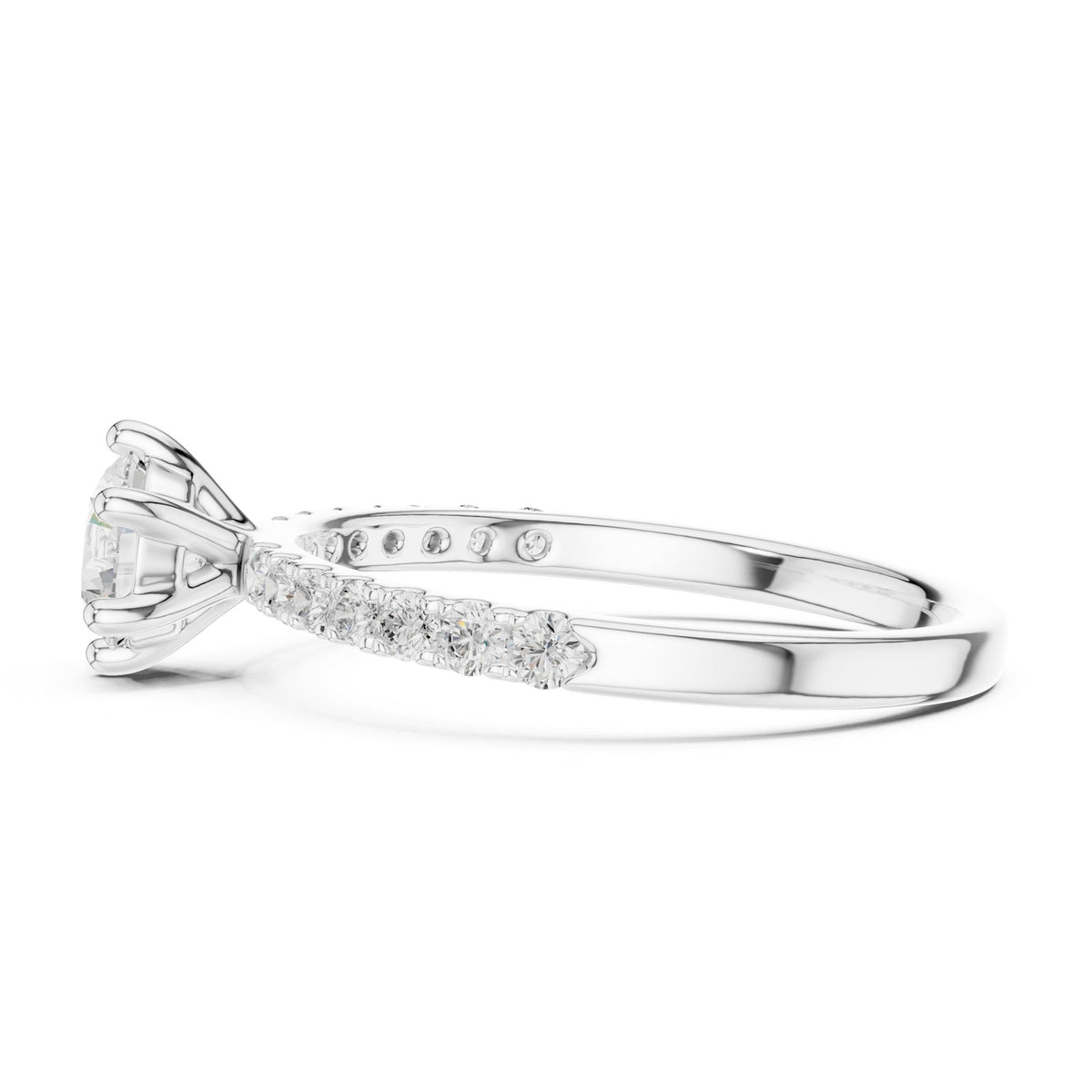 Round Accented Lab Grown Diamond Engagement Ring