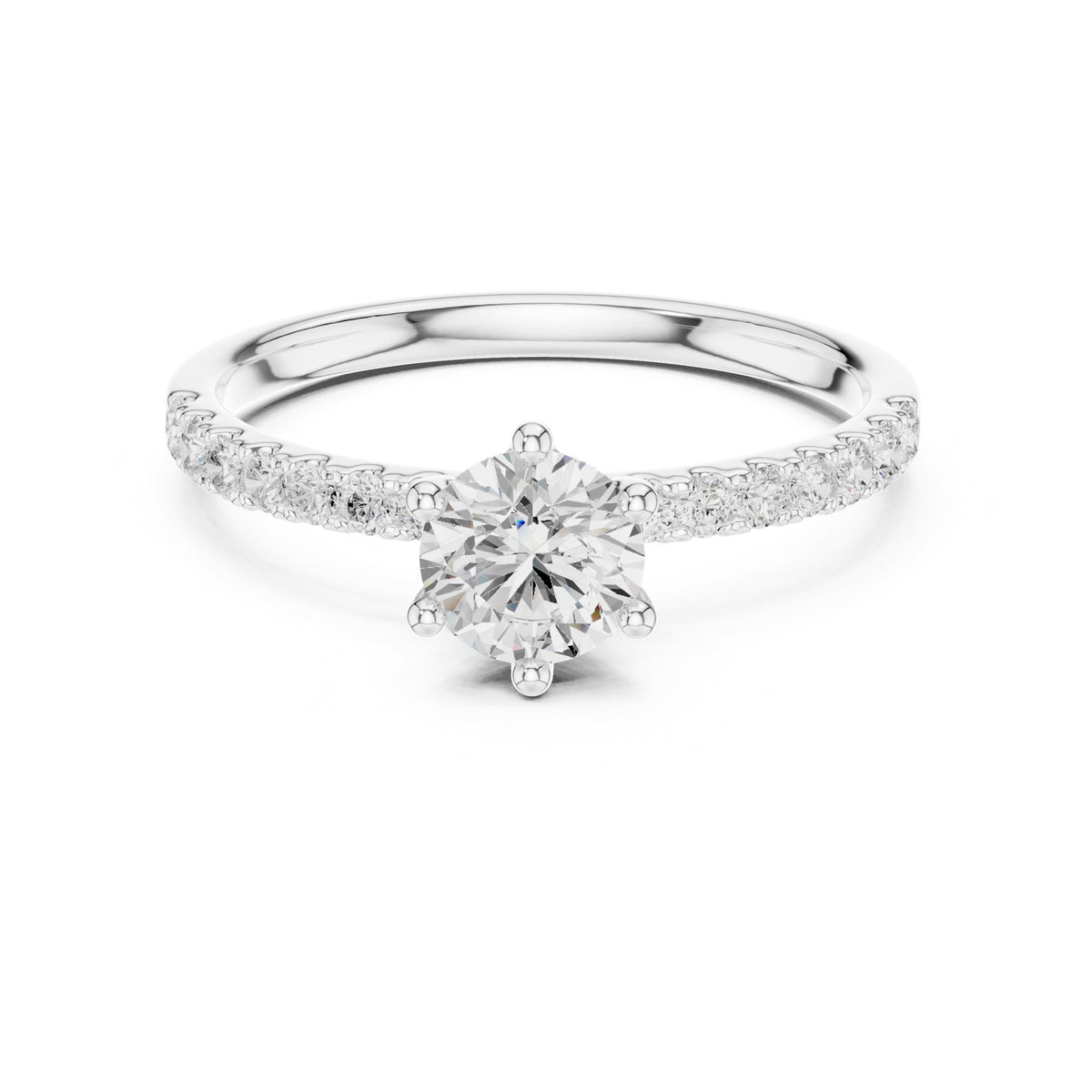 Round Accented Lab Grown Diamond Engagement Ring