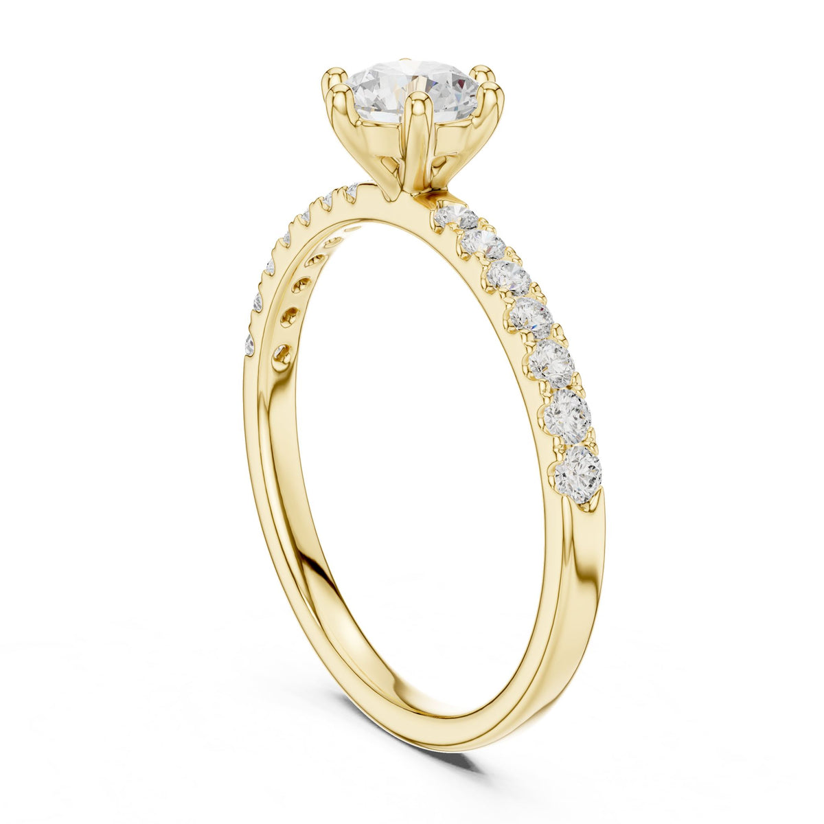 Round Accented Lab Grown Diamond Engagement Ring
