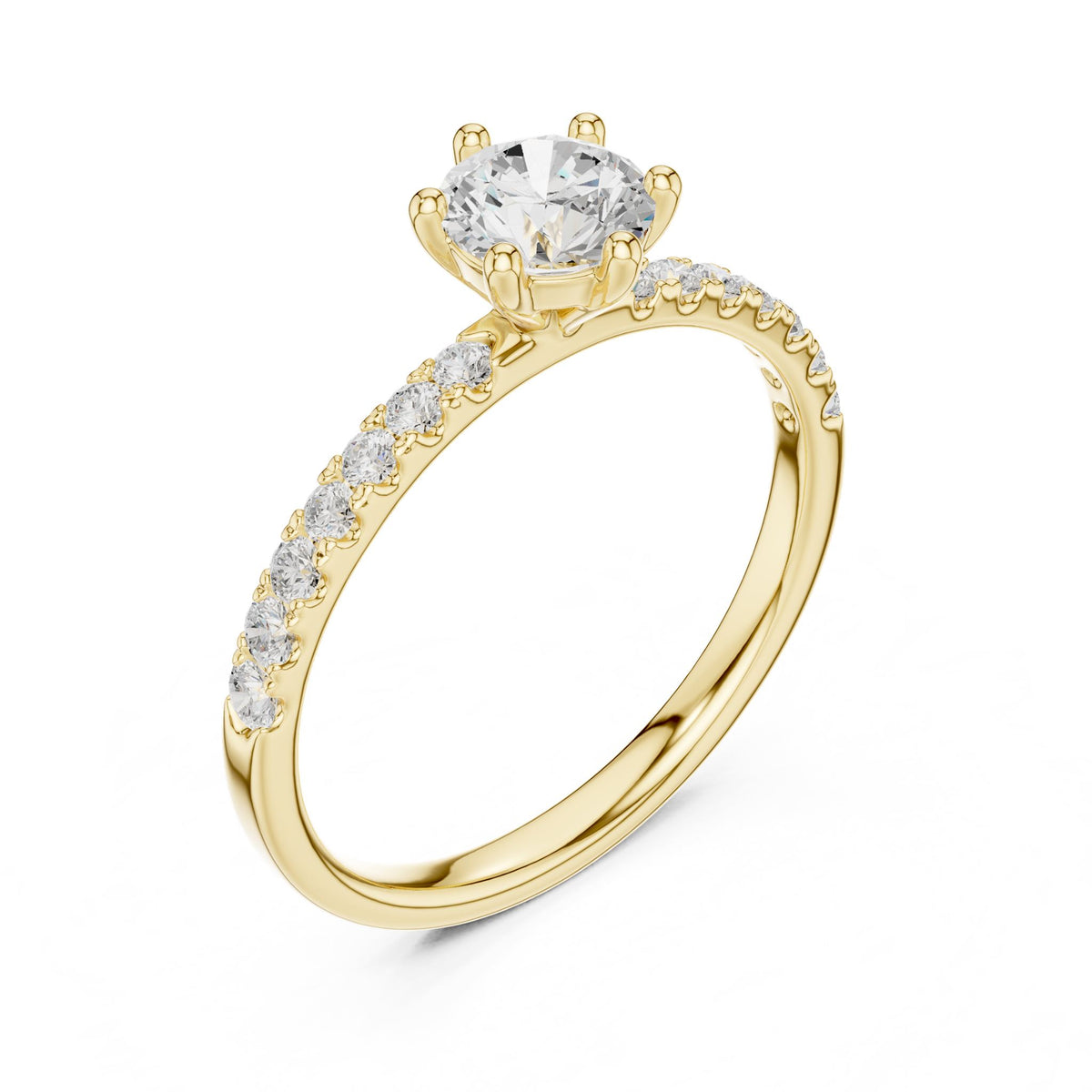 Round Accented Lab Grown Diamond Engagement Ring