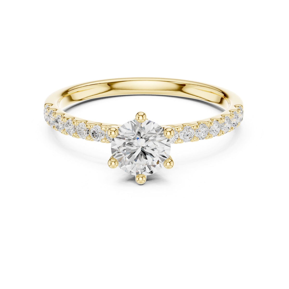 Round Accented Lab Grown Diamond Engagement Ring