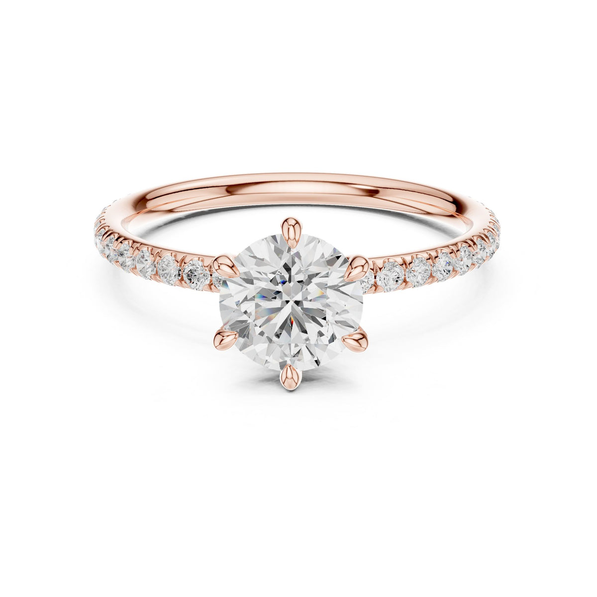 Round Accented Lab Grown Diamond Engagement Ring