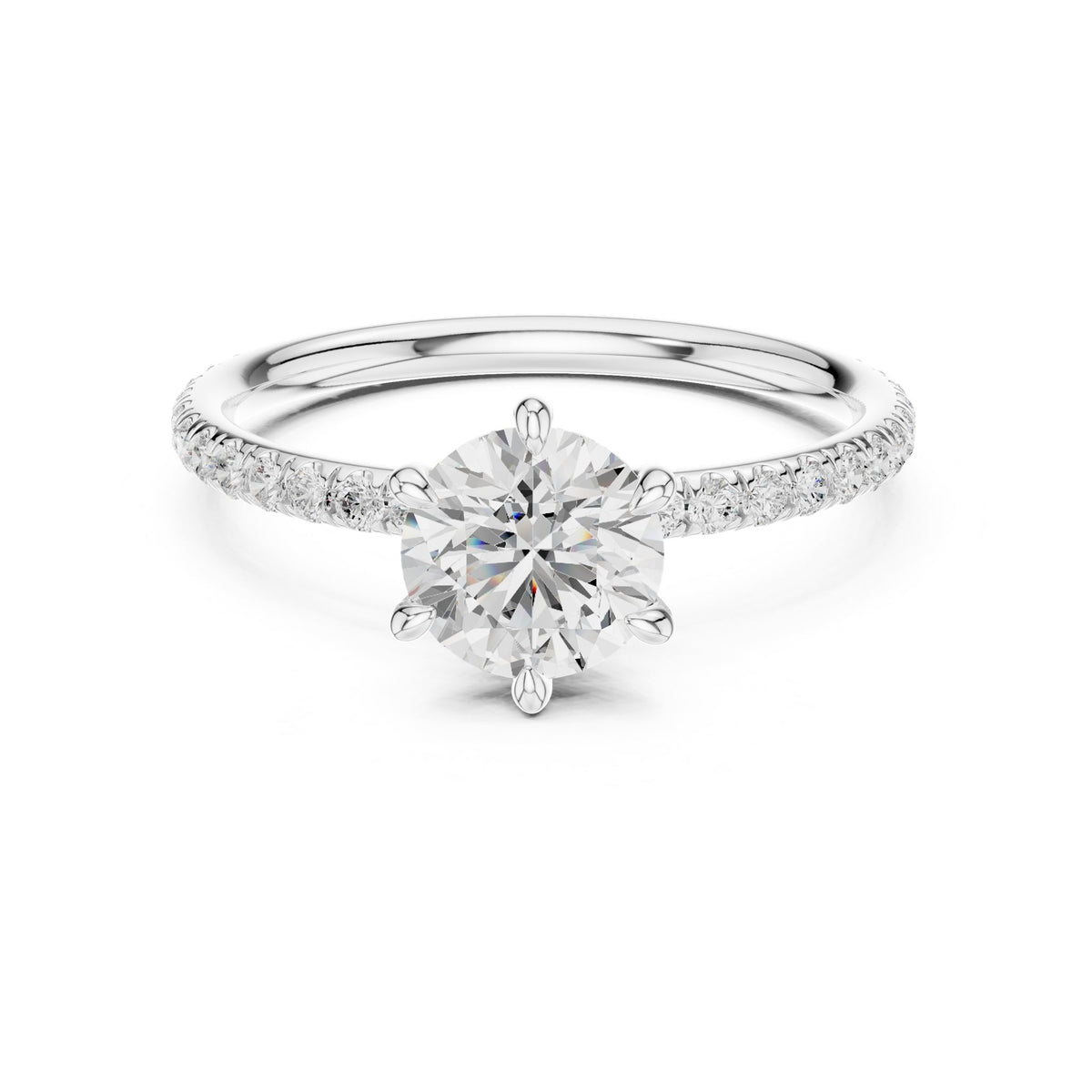 Round Accented Lab Grown Diamond Engagement Ring