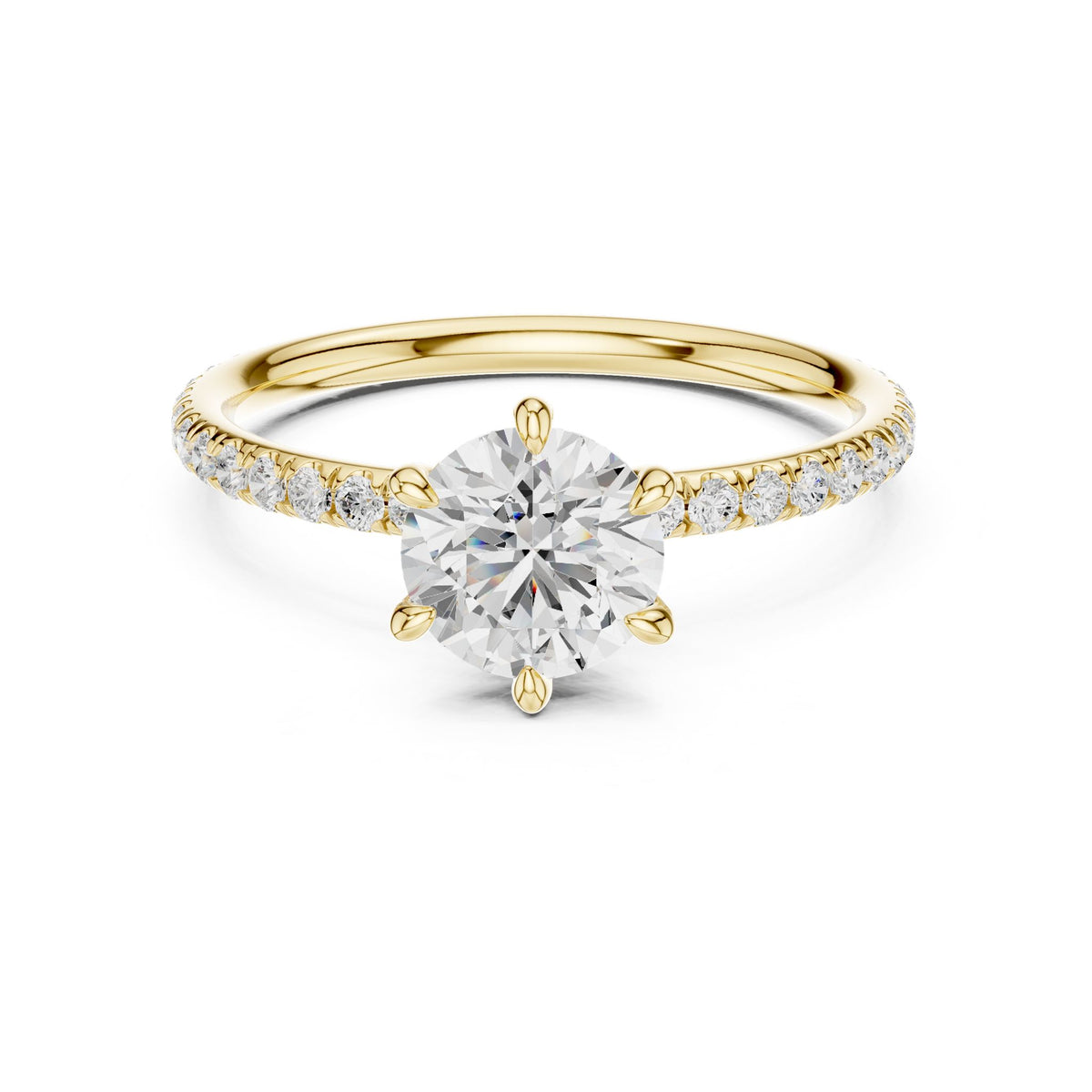 Round Accented Lab Grown Diamond Engagement Ring