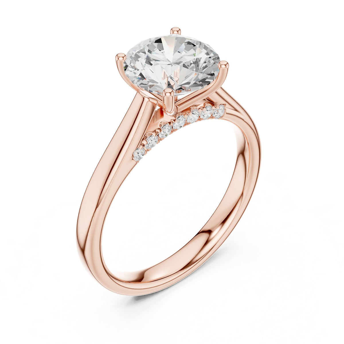 Round Accented Lab Grown Diamond Engagement Ring