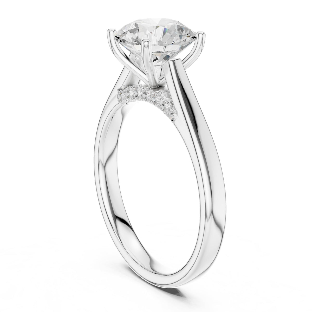 Round Accented Lab Grown Diamond Engagement Ring