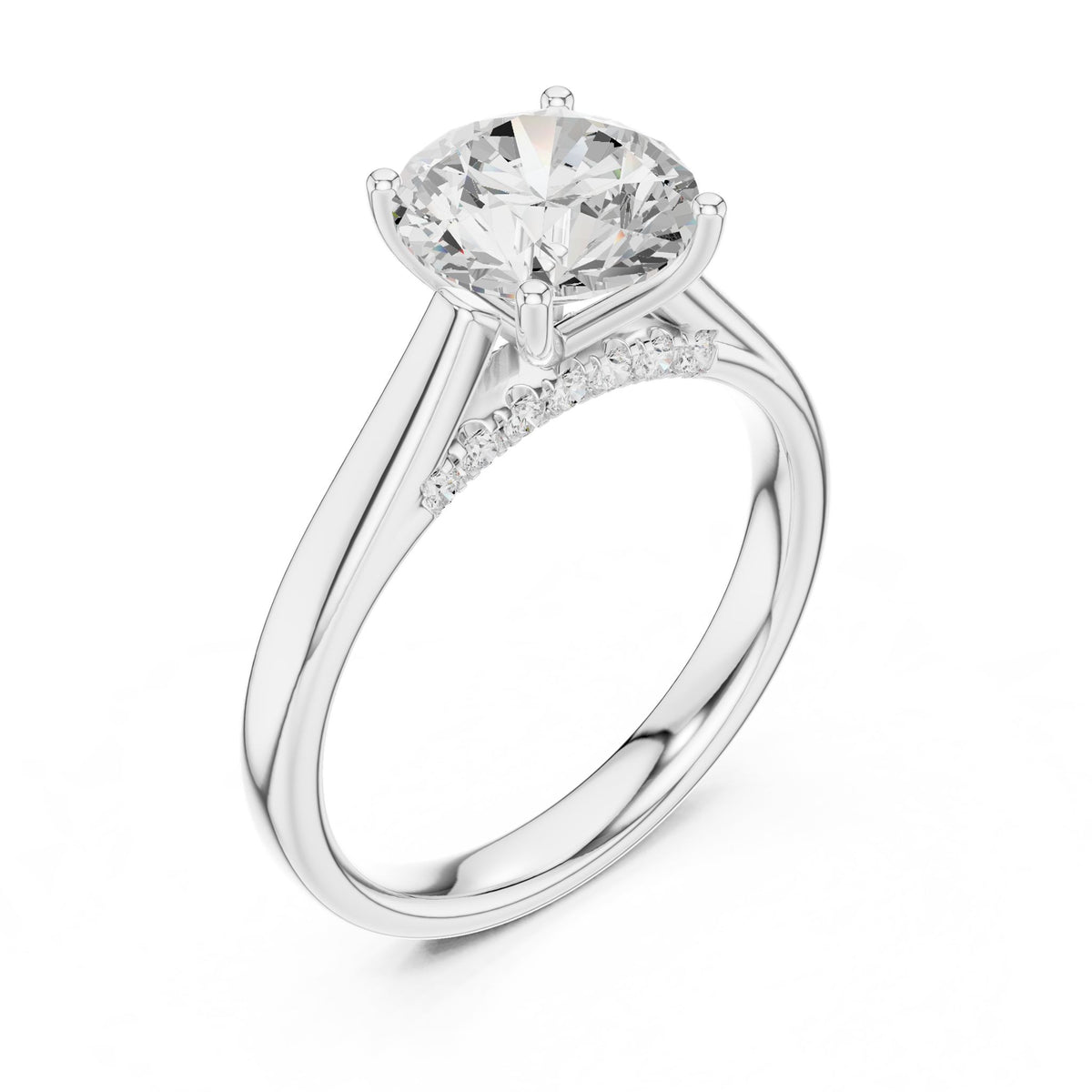 Round Accented Lab Grown Diamond Engagement Ring