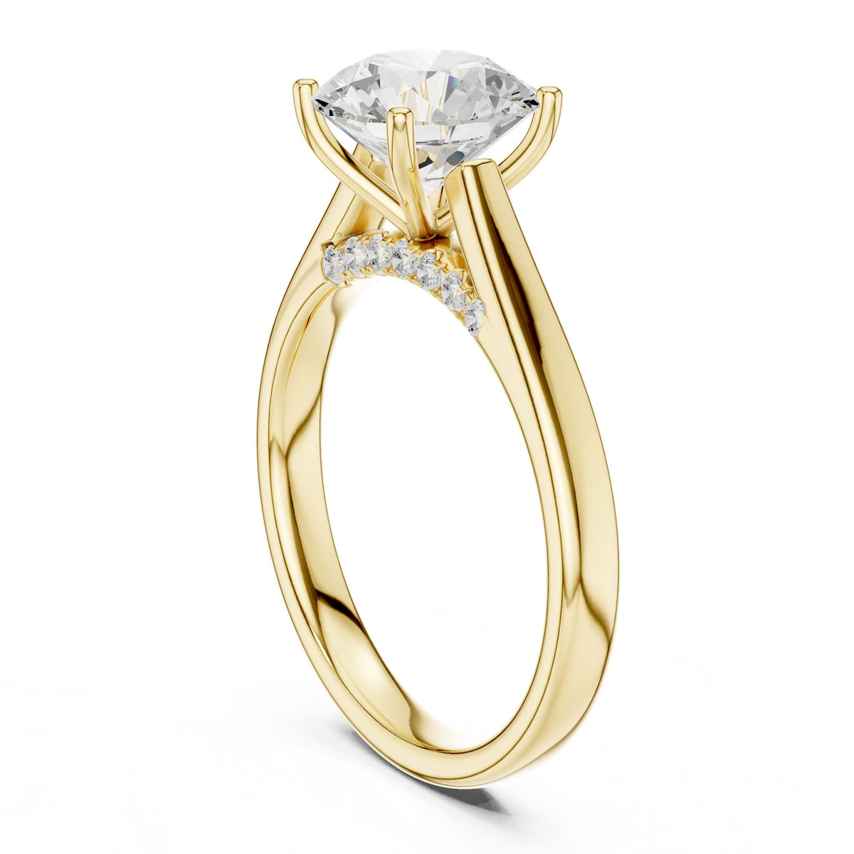 Round Accented Lab Grown Diamond Engagement Ring