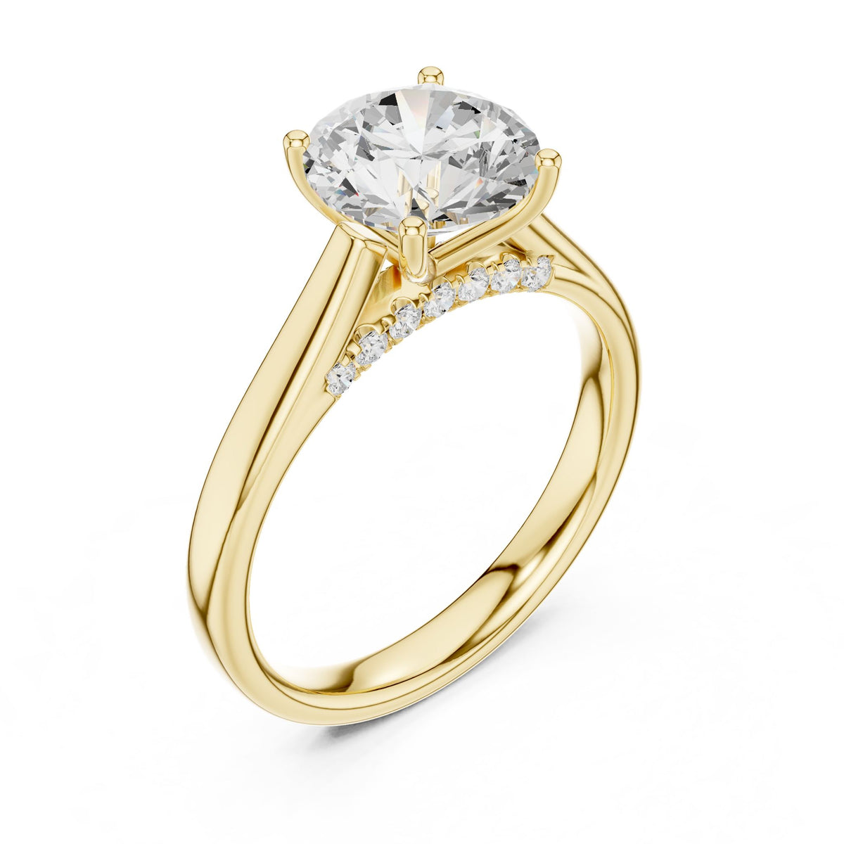 Round Accented Lab Grown Diamond Engagement Ring