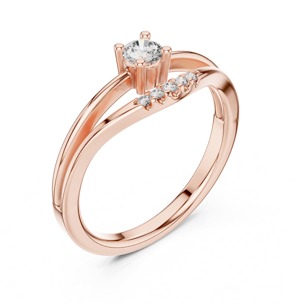 Round Accented Lab Grown Diamond Engagement Ring