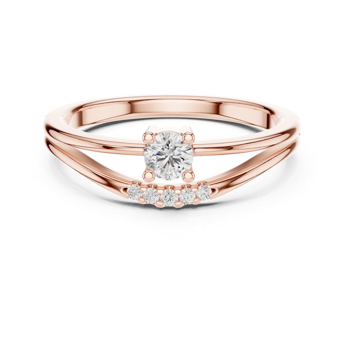 Round Accented Lab Grown Diamond Engagement Ring