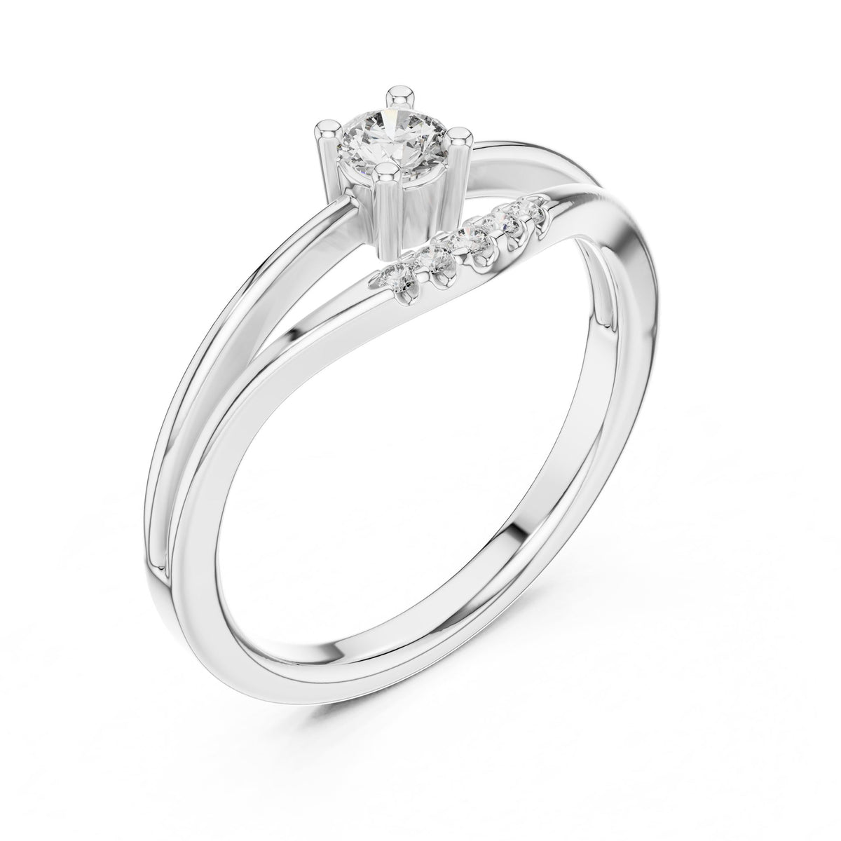 Round Accented Lab Grown Diamond Engagement Ring