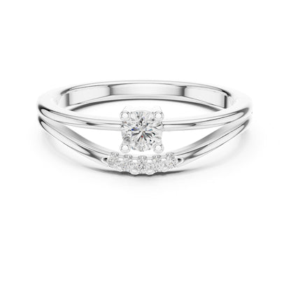 Round Accented Lab Grown Diamond Engagement Ring